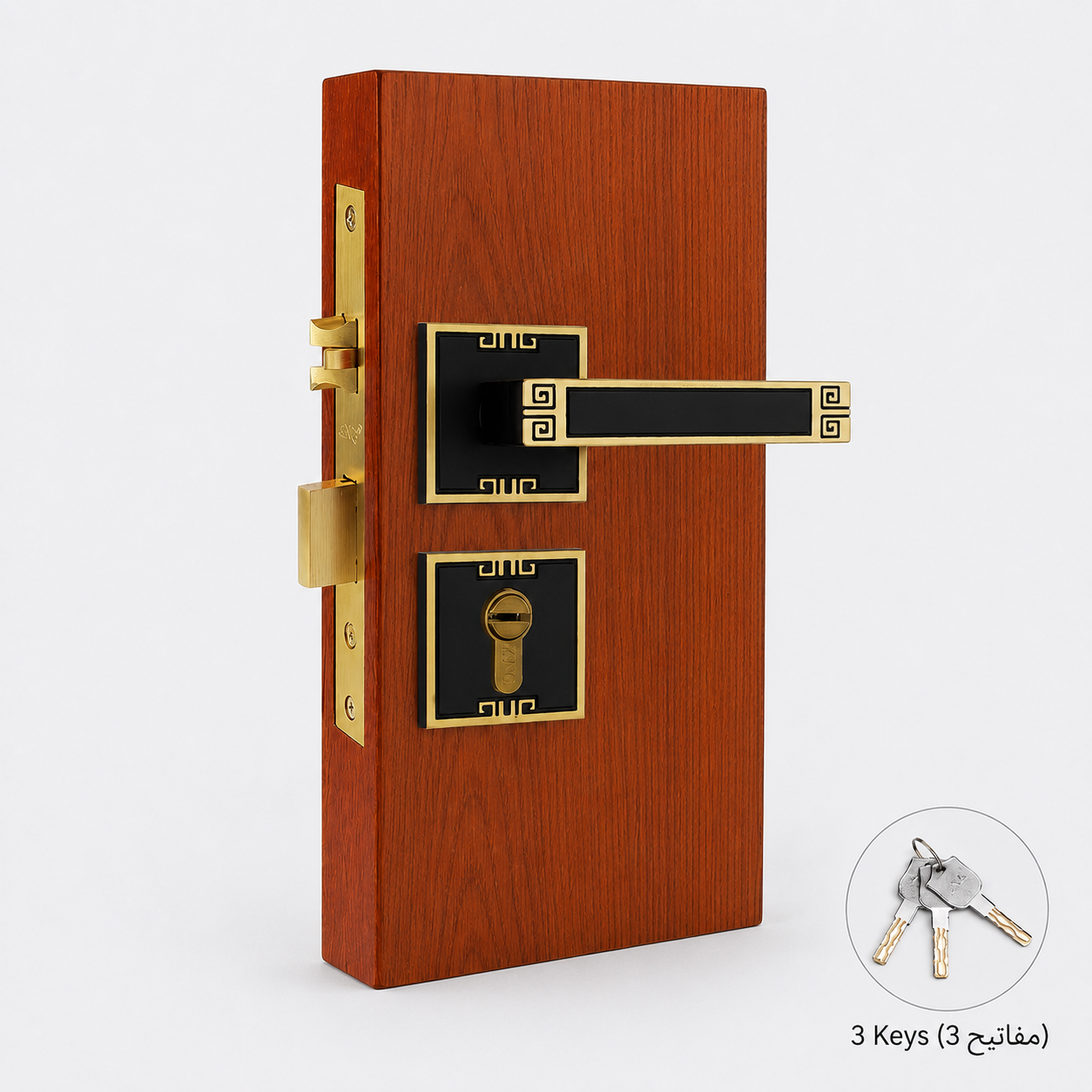 أقفال ومقابض ومصدات الأبواب T6006 من نحاس صلب، مناسب لـمشاريع الأبواب وإكسسواراتها، رقم المنتج T6006, T6006 - برونزي عتيق أسود - فتح يمين
