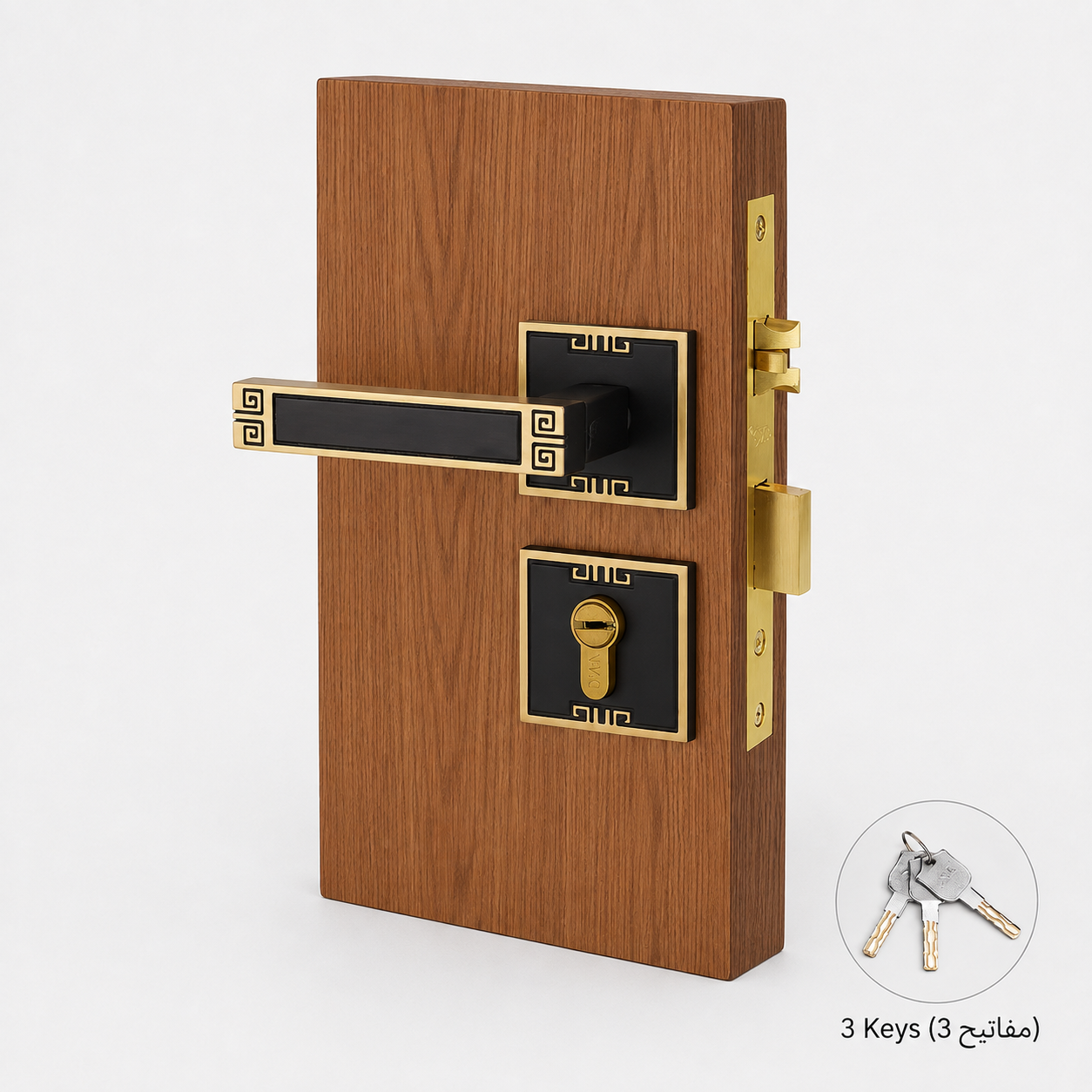 أقفال ومقابض ومصدات الأبواب T6006 من نحاس صلب، مناسب لـمشاريع الأبواب وإكسسواراتها، رقم المنتج T6006, T6006 - برونزي عتيق أسود - فتح يسار