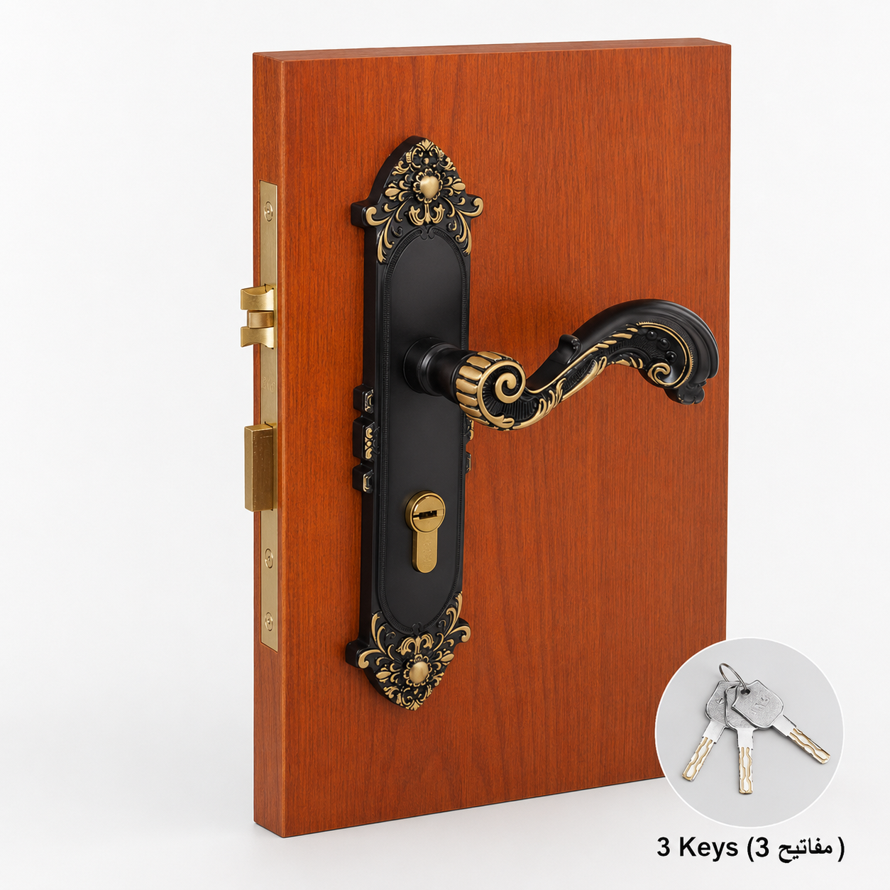 أقفال ومقابض ومصدات الأبواب T6008 من نحاس صلب، مناسب لـمشاريع الأبواب وإكسسواراتها، رقم المنتج T6008, T6008 - برونزي عتيق أسود - فتح يمين