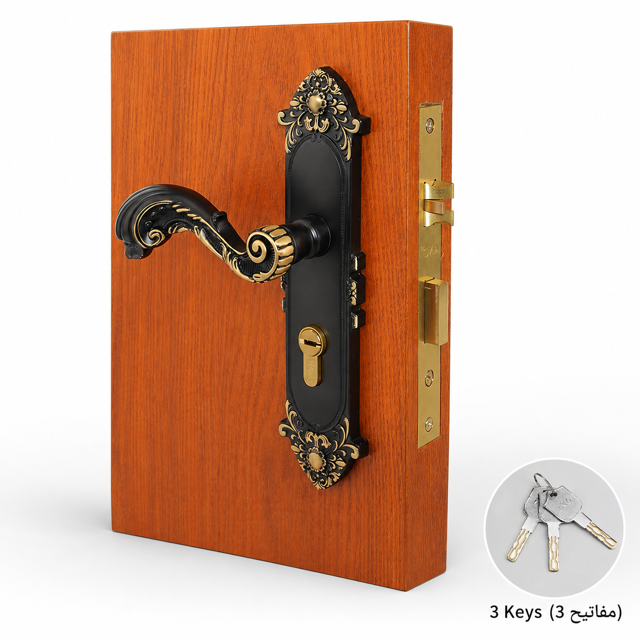 أقفال ومقابض ومصدات الأبواب T6008 من نحاس صلب، مناسب لـمشاريع الأبواب وإكسسواراتها، رقم المنتج T6008, T6008 - برونزي عتيق أسود - فتح يسار